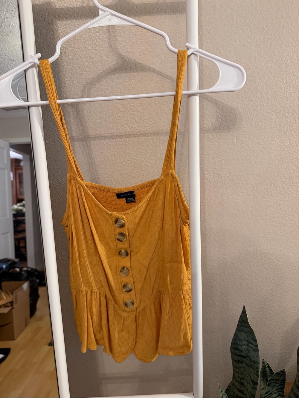 American Eagle Outfitters Mustard Button-Front Tank Top